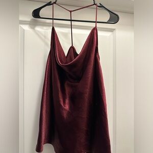 Express Burgundy Satin Tank Top